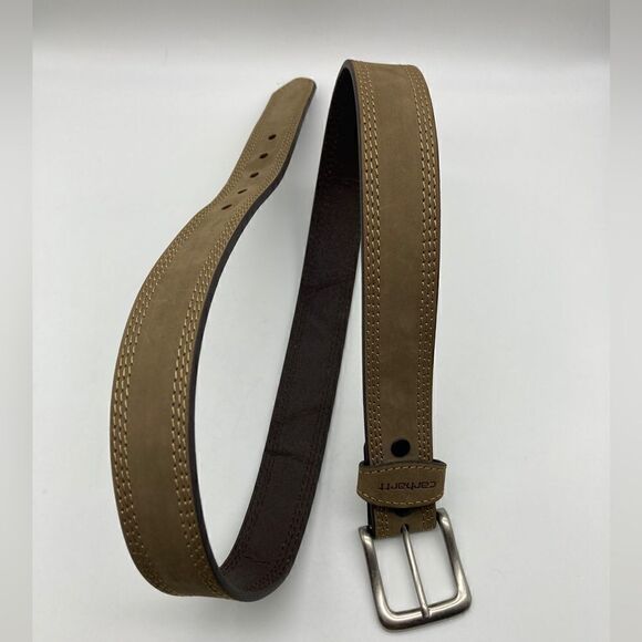 Carhartt Detroit WB 5507 Men’s Leather Belt SZ 38 Length 46”/44” Tan/Brown Color - Picture 4 of 11